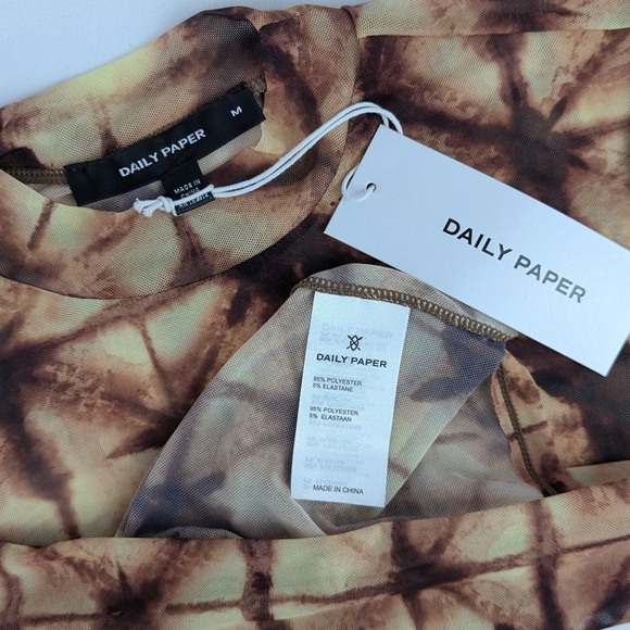 Daily Paper Pelembe Mesh T-Shirt Long Sleeve Semi Sheer Orange Brown M NWT - Picture 13 of 13